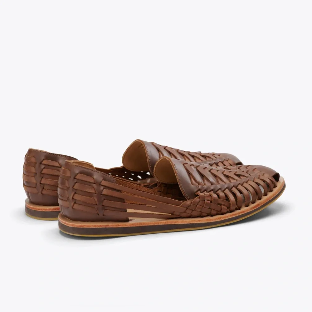 Nisolo Brown Woven Leather Men’s Sandals